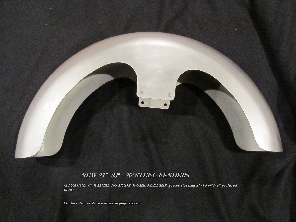 23" Steel Wrapper Fender - Seamless - 12 Gauge - Ready for primer & paint For more info contact zeescustomsinc@gmail.com